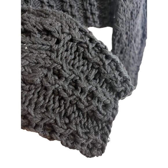 Sweater S Black Knit Cable Fisherman Old Money Preppy Neutral Boho Cropped 80s - Picture 6 of 7